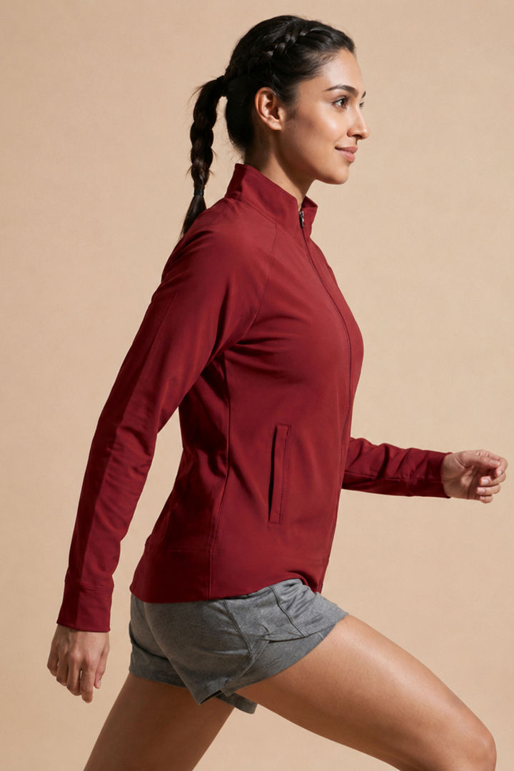 Zelocity Quick Dry Relaxed Fit Gym & Training Jacket - Deep Claret — image 4
